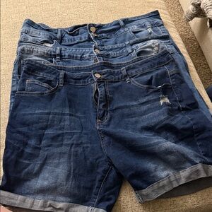 Stylish Women's Dark Blue Denim Shorts 3 pack